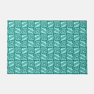 Felpudo Ikat Aztec Tribal - Turquesa y Aqua