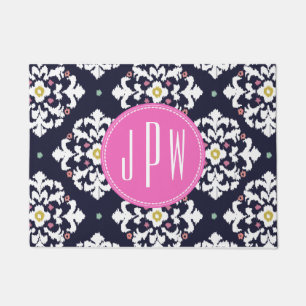 Felpudo Ikat + Doormat rosado del monograma