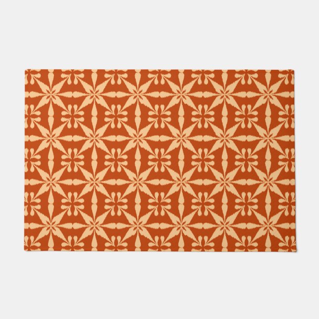 Felpudo Ikat Star Pattern, Naranja mandarín (Anverso)
