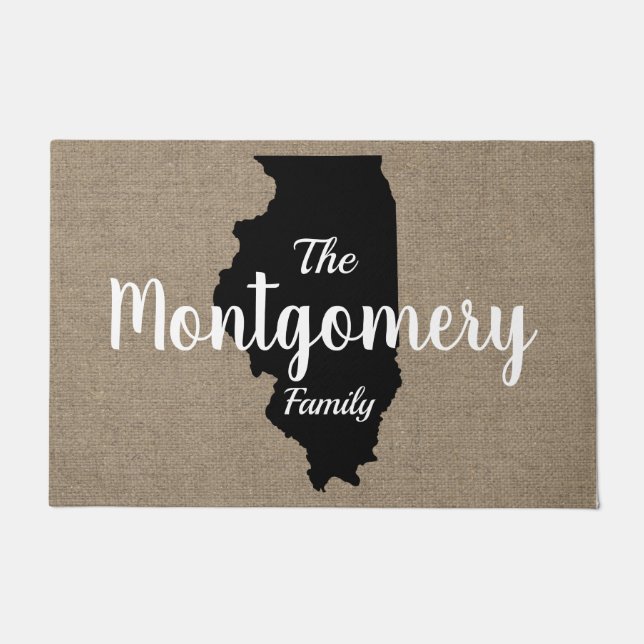 Felpudo Illinois Silhouette & Faux Burlap (Anverso)