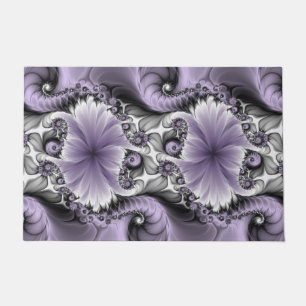 Felpudo Ilusión de Lila Arte Floral Abstracto Fractal Fant