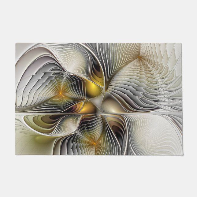 Felpudo Ilusión óptica abstracta fractal 3D con profundida (Anverso)