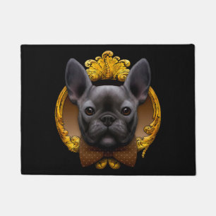 Felpudo Ilustracion bulldog francés, azul