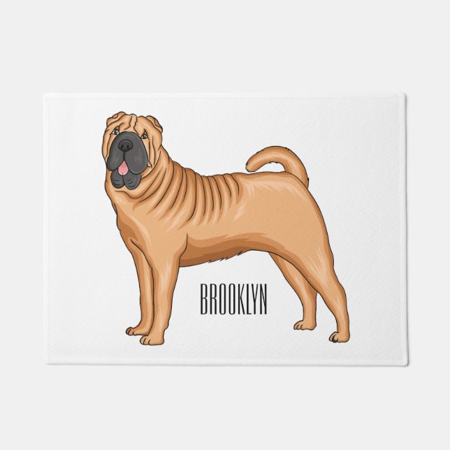 Felpudo Ilustracion chino de personalizado de perro Shar-P (Anverso)