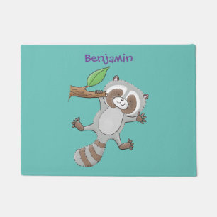 Felpudo Ilustracion de bebé de raccoon feliz lindo
