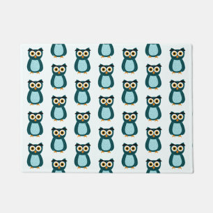 Felpudo Ilustracion de búho azul