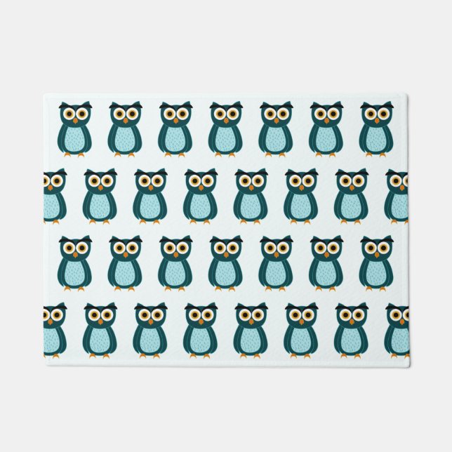 Felpudo Ilustracion de búho azul (Anverso)