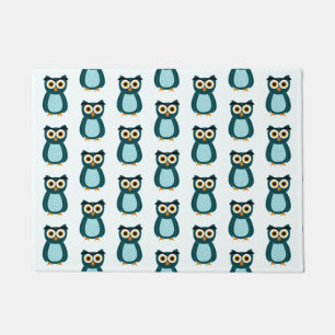 Felpudo Ilustracion de búho azul