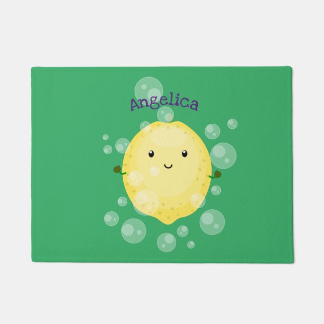 Felpudo Ilustracion de burbujas de personalizado de limón (Anverso)