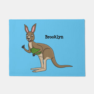 Felpudo Ilustracion de canguro australiano bastante feliz