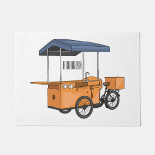 Felpudo Ilustración de caricatura de carro de comida en bi