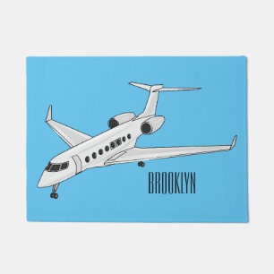 Felpudo Ilustración de dibujos animados de avión privado
