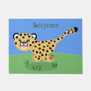 Felpudo Ilustración de dibujos animados de bebé guepardo l