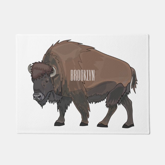 Felpudo Ilustración de dibujos animados de bisonte (Anverso)