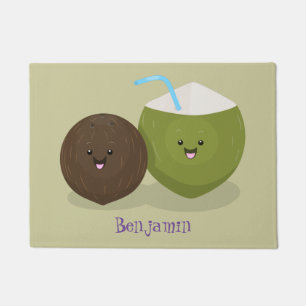 Felpudo Ilustración de dibujos animados de cocos kawaii fe