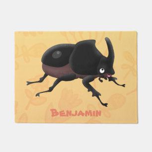 Felpudo Ilustración de dibujos animados de escarabajo rino