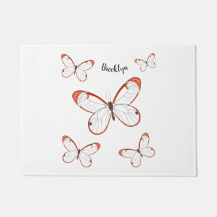 Felpudo Ilustración de dibujos animados de mariposa de ala