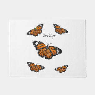 Felpudo ilustración de dibujos animados de mariposa monarc