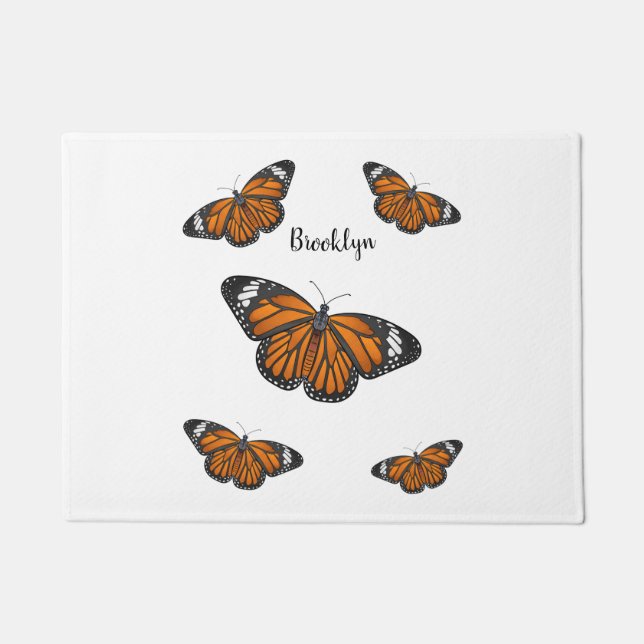 Felpudo ilustración de dibujos animados de mariposa monarc (Anverso)