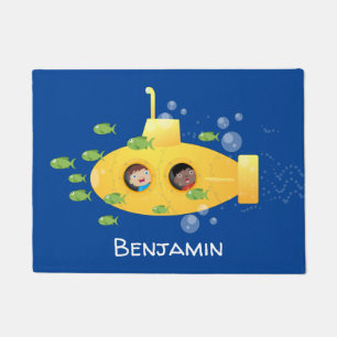 Felpudo Ilustración de dibujos animados de peces submarino