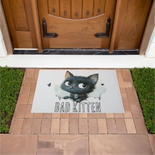 Felpudo Ilustración de gatito con filo - Texto "Gatito mal