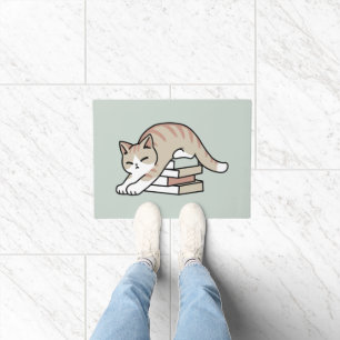 Felpudo Ilustracion de Gato de Amante de Libros - Curva y