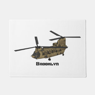 Felpudo Ilustracion de helicópteros militares de Chinook