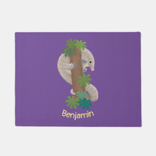 Felpudo Ilustracion de hormigón de pangolin feliz
