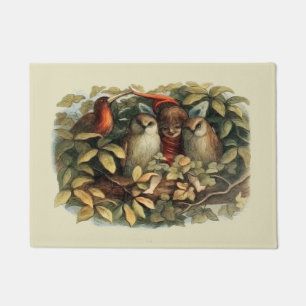 Felpudo Ilustración de la naturaleza de hadas elfas y búho