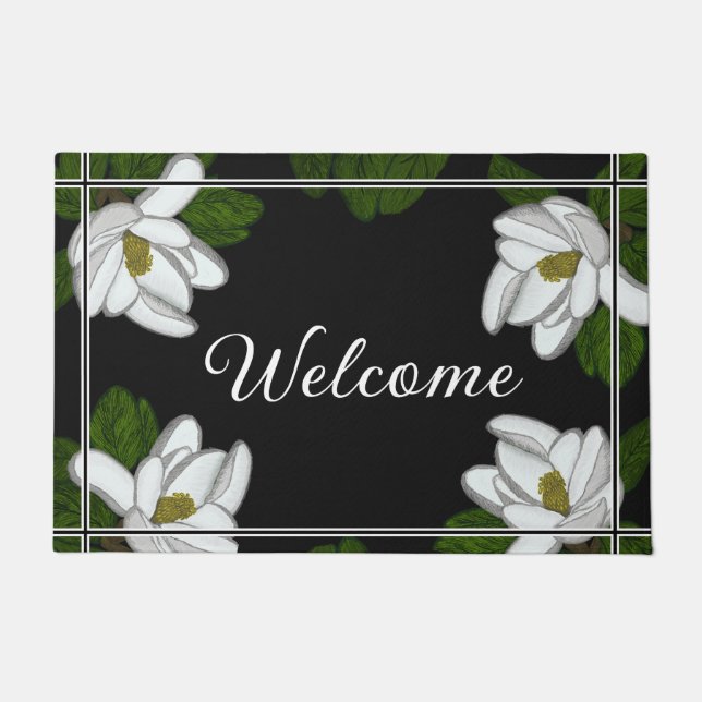 Felpudo Ilustracion de Magnolia Blanca del Sur (Anverso)