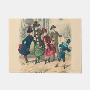 Felpudo Ilustracion de moda infantil victoriano