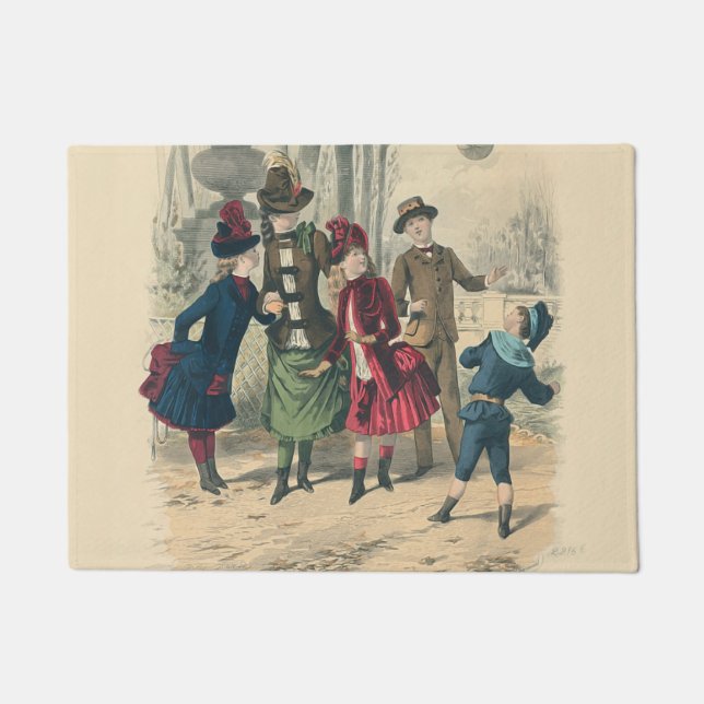 Felpudo Ilustracion de moda infantil victoriano (Anverso)