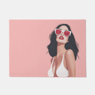 Felpudo Ilustracion De Moda Mujer Elegante Con Gafas De So