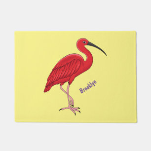 Felpudo Ilustracion de pájaro ibis de escarlata personaliz