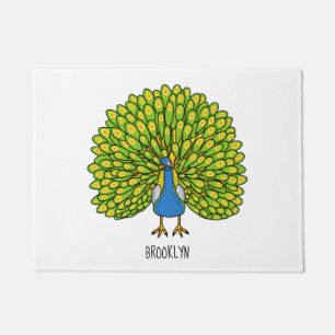 Felpudo Ilustracion de pájaro pavo real