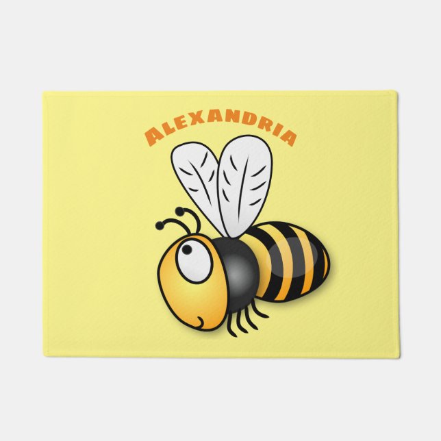 Felpudo Ilustracion de personalizado de abejas alegres (Anverso)