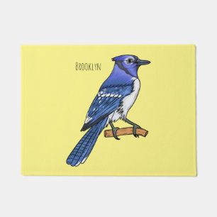 Felpudo Ilustracion de personalizado de ave azul jay