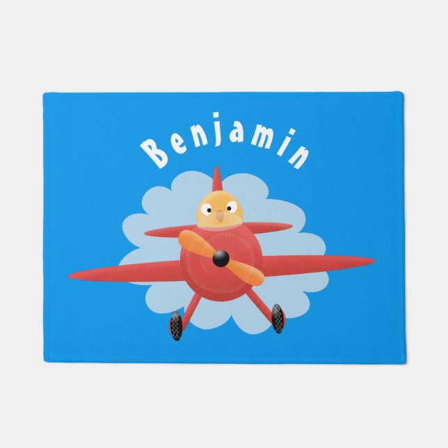 Felpudo Ilustracion de personalizado de avión rojo que vue (Anverso)