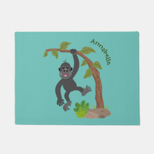 Felpudo Ilustracion de personalizado de bebé gorila feliz