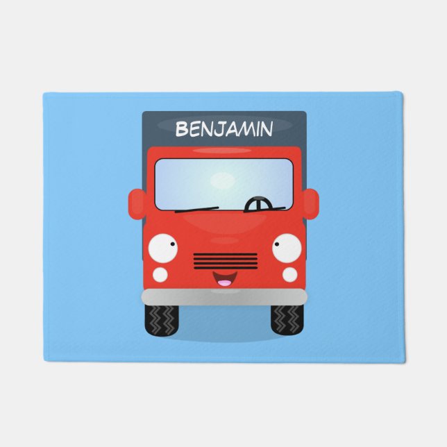 Felpudo Ilustracion de personalizado de camión de kawaii r (Anverso)