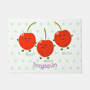 Felpudo Ilustracion de personalizado de cerezas rojas de s