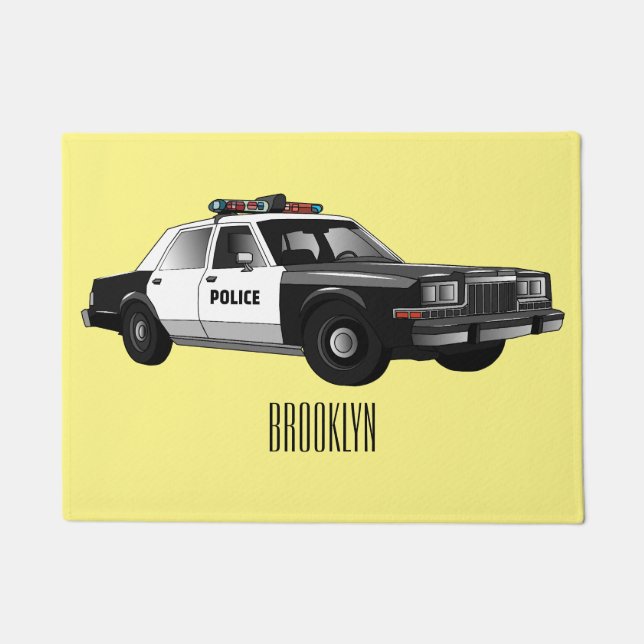 Felpudo Ilustracion de personalizado de coches de policía (Anverso)