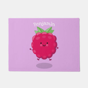 Felpudo Ilustracion de personalizado de frambuesa alegre