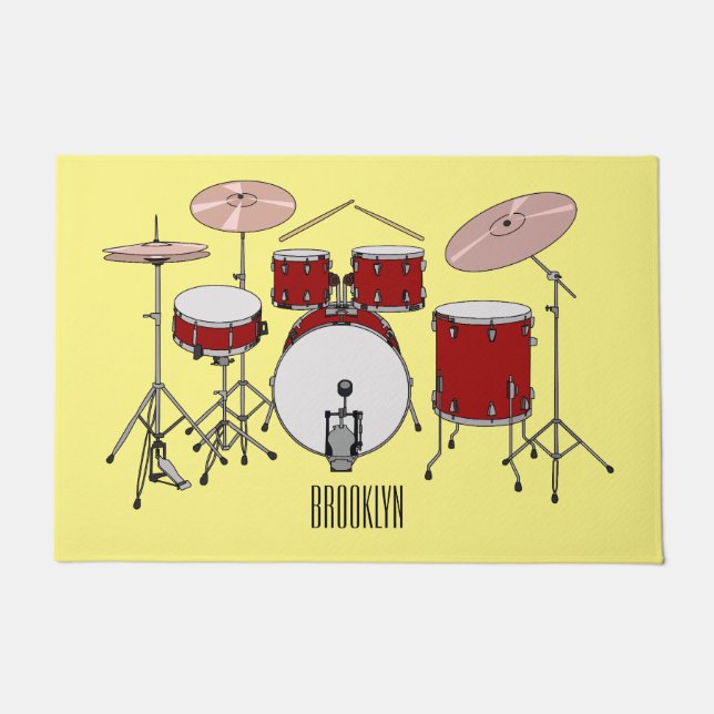 Felpudo Ilustracion de personalizado de kit de tambor (Anverso)