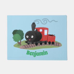 Felpudo Ilustracion de personalizado de locomotora de trac