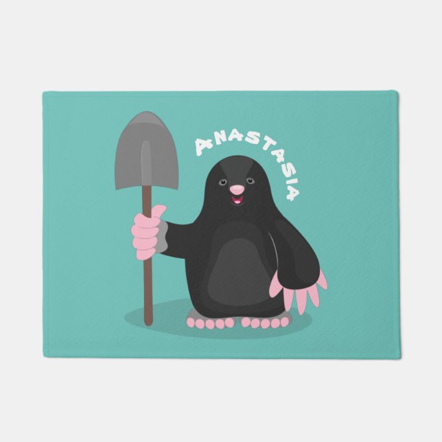 Felpudo Ilustracion de personalizado de lunar feliz (Anverso)