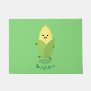 Felpudo Ilustracion de personalizado de maíz feliz