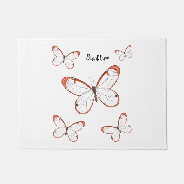 Felpudo Ilustracion de personalizado de mariposa de vidrio (Anverso)