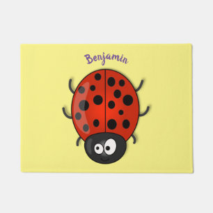Felpudo Ilustracion de personalizado de mariquita roja fel