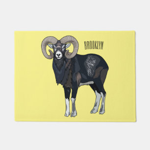 Felpudo Ilustracion de personalizado de ovino Mouflon